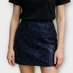 H&M blue sequin mini skirt Size 10
